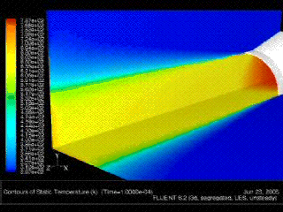 Large eddy simulation of an exhaust flow